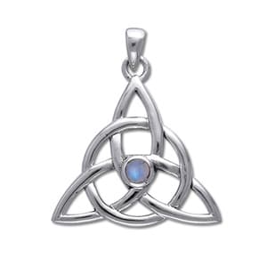 Vedhæng med Triquetra - Treenighedssymbolet og Månesten - 35mm - u/kæde