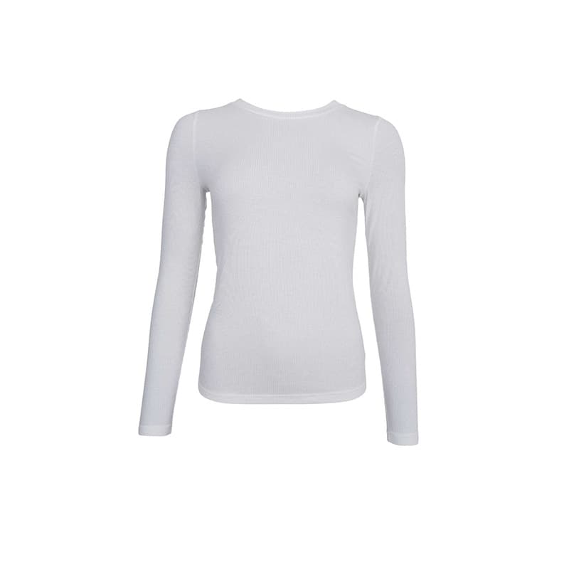 Langærmet dame t-shirt - Hvid - M/L - Black Colour