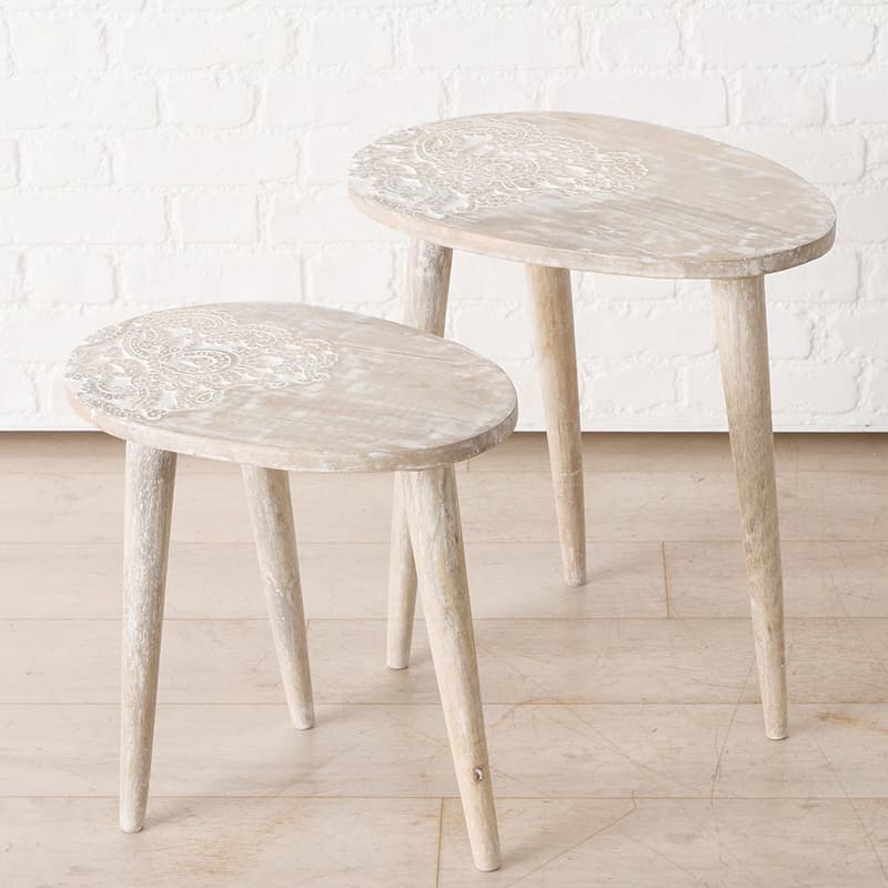 Andala bordsæt med 2 stk - Håndlavet i mangotræ