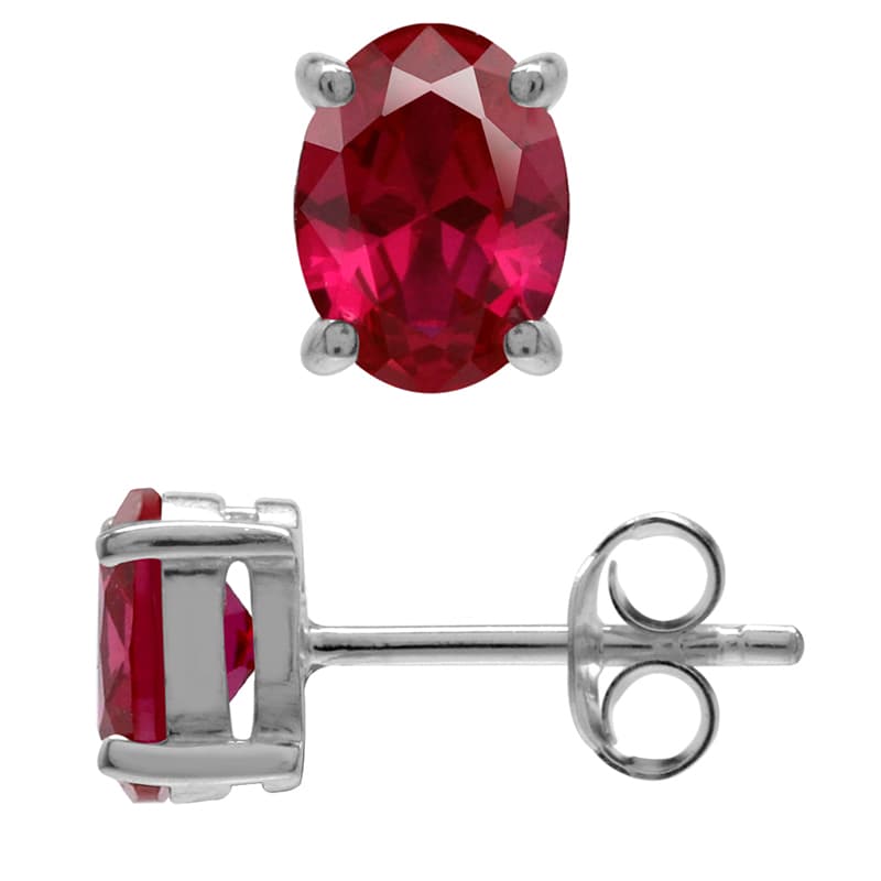 Ørestikker med Rubin - 7X5mm - pr par