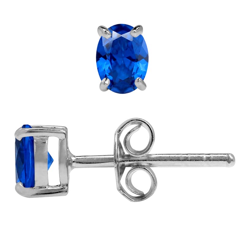 Ørestikker med Safir - 5X4mm - pr par