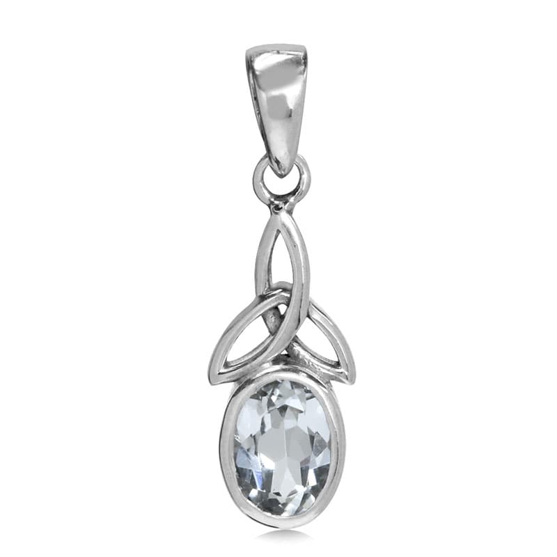 Vedhæng med Triquetra - Treenighedssymbolet og Klar Topas - 23mm - u/kæde