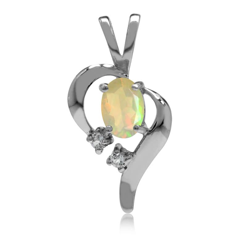 Vedhæng Hjerte med Opal og Topas - 23mm - u/kæde