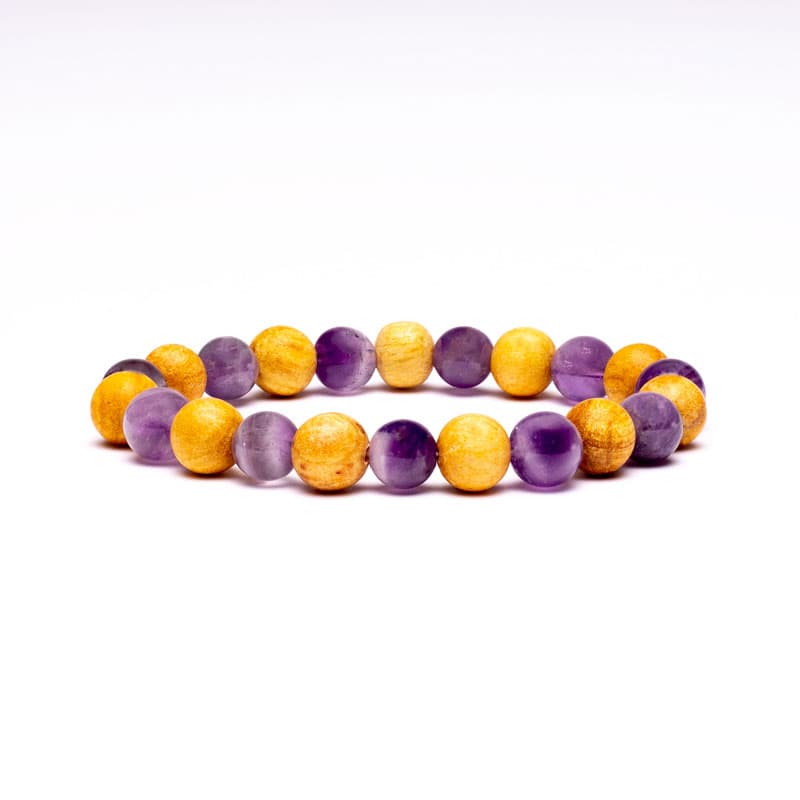 Armbånd Ametyst / Palo Santo elastik