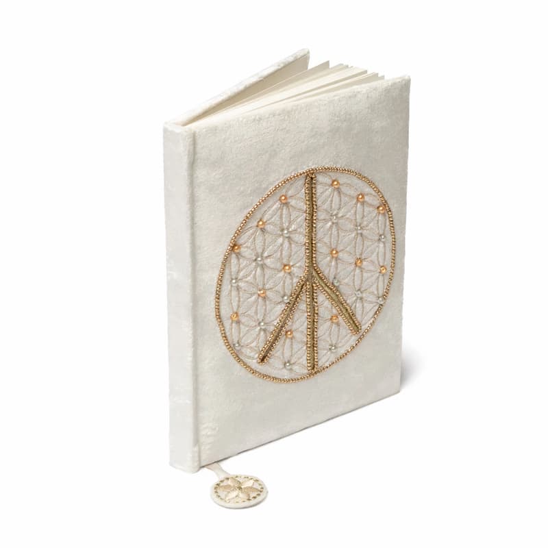 Notesbog i fløjl - Flower of Life og peace symbolet