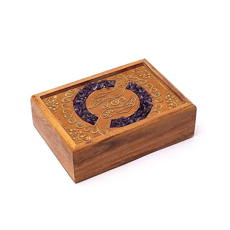 Tarotkort /Englekort æske med Healing Hands og Ametyst