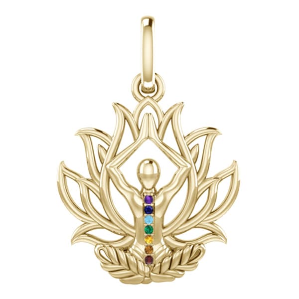 Chakra Lotus vedhæng - u/kæde - 10K guld