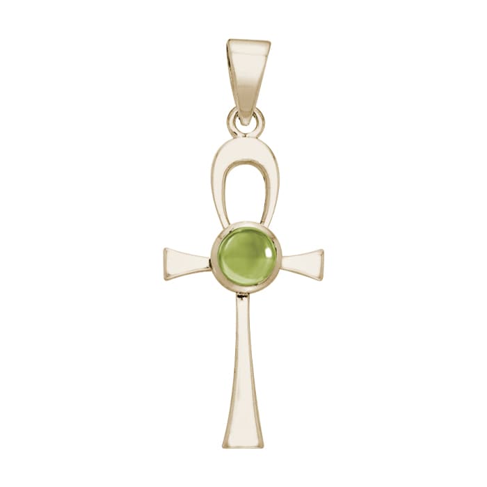 Ankh kors med Peridot - u/kæde