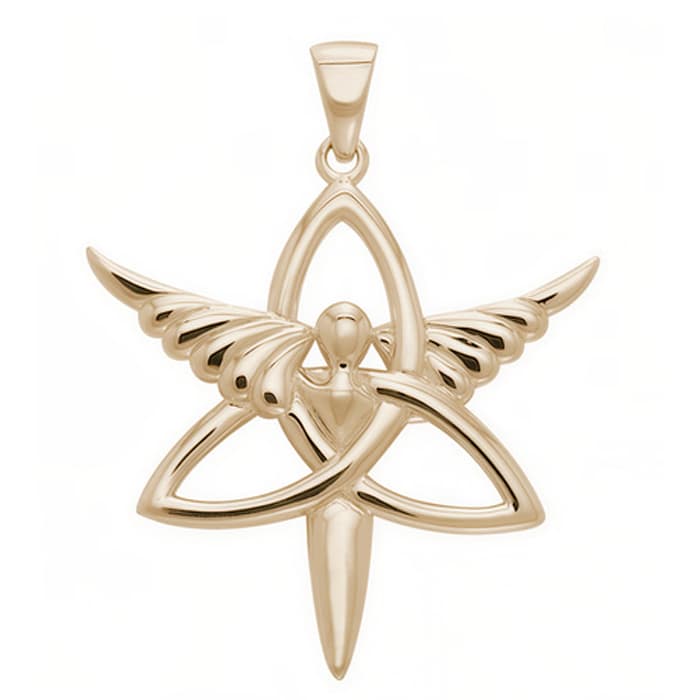 Vedhæng med Engel og Triquetra - Treenighedssymbolet - 47mm - u/kæde