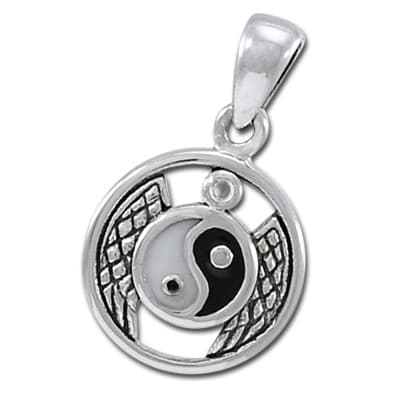 Yin Yang vedhæng med Bjergkrystal - u/kæde