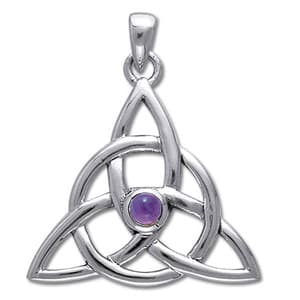 Vedhæng med Triquetra Treenighedssymbolet og Ametyst 35mm u/kæde