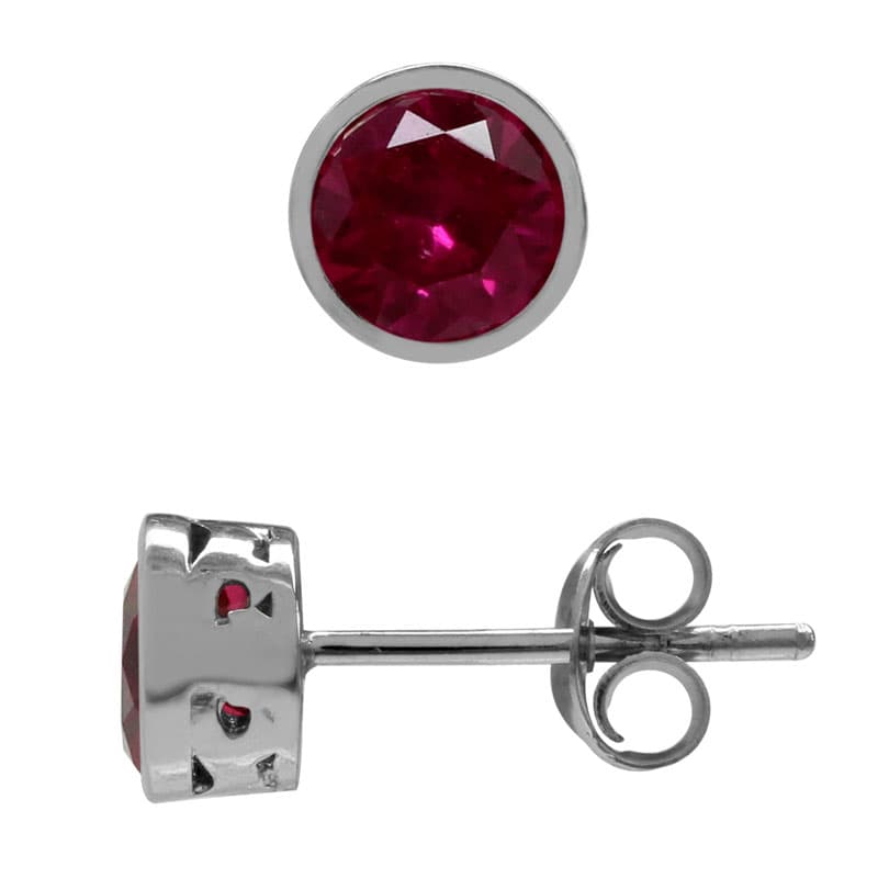 Ørestikker med Rubin - Ø6mm - pr par