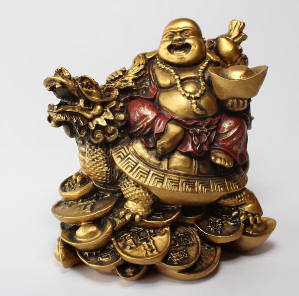Happy Buddha på drage skildpadde