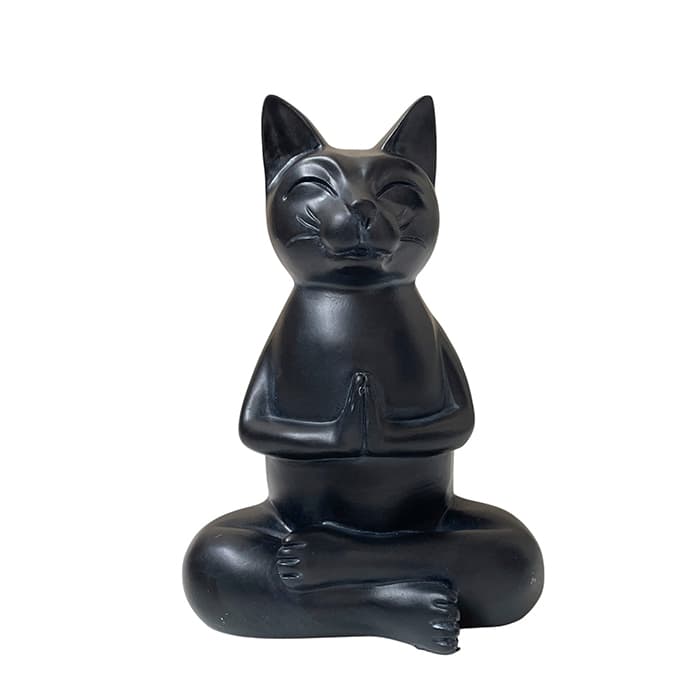 Mediterende Kat - Sort - Figur