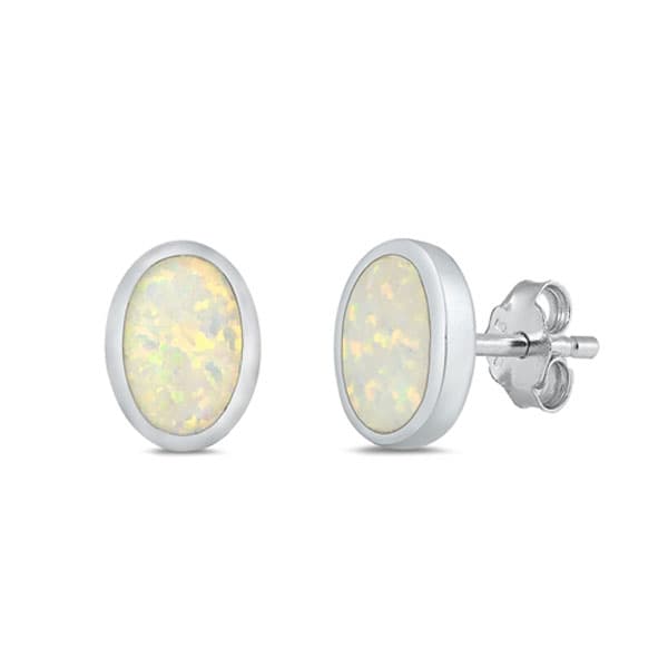 Ørestikker med Opal - 5.5 x 8 mm - pr par