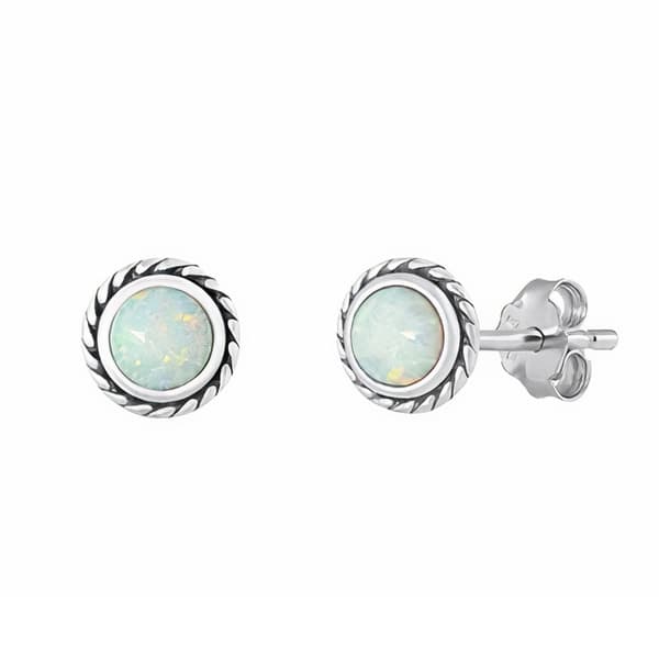 Ørestikker med Opal - 6 mm - pr par