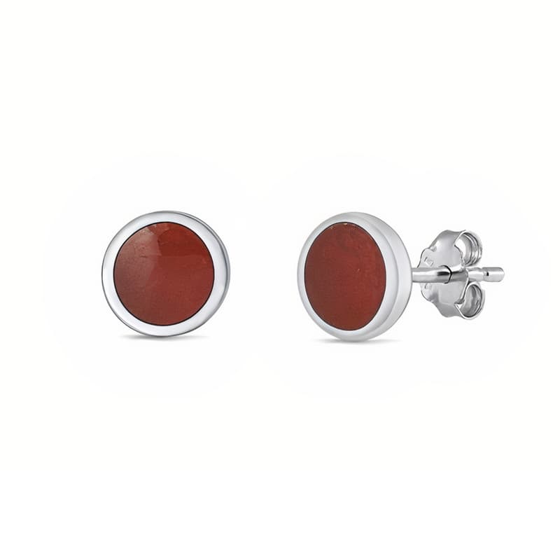 Ørestikker med Rød Agat - 6mm - pr par
