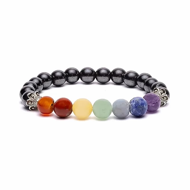 Chakra armbånd med hæmatit - 8 mm