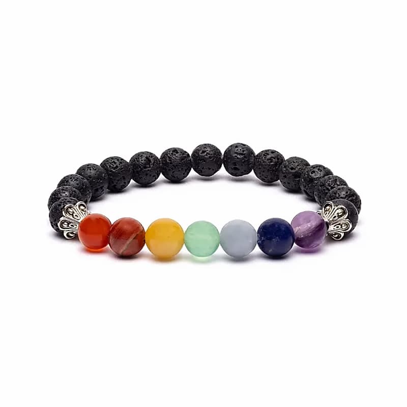 Chakra armbånd med lavasten - 8 mm