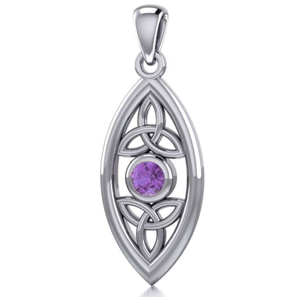 Vedhæng med Triquetra - Treenighedssymbolet og Ametyst - 32mm - u/kæde