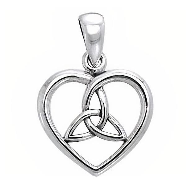 Vedhæng Hjerte med Triquetra - Treenighedssymbolet - 22mm - u/kæde