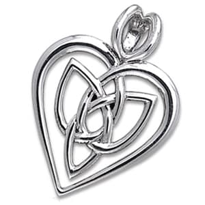 Vedhæng Hjerte med Triquetra - Treenighedssymbolet - 29mm - u/kæde