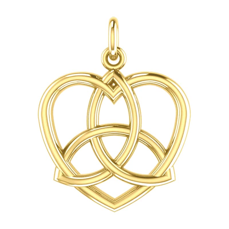Vedhæng Hjerte med Triquetra - Treenighedssymbolet - 31mm - u/kæde - Forgyldt - 14 karat guld