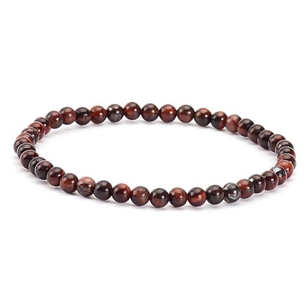 Armbånd Rød Tigerøje - 4mm