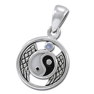 Yin Yang vedhæng med Månesten - u/kæde