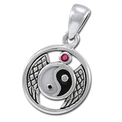 Yin Yang vedhæng med Rubin - u/kæde